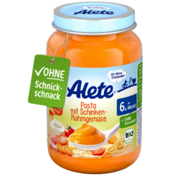 Alete Gläschen mit Anhänger auf dem steht "ohne Schnick-Schnack"