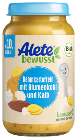 Alete Gläschen Menü Rahmkartoffeln mit Blumenkohl und Kalb